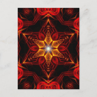 Red Star Fractal Art Postcard