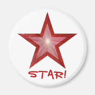 Red Star fridge 'STAR!' magnet round white