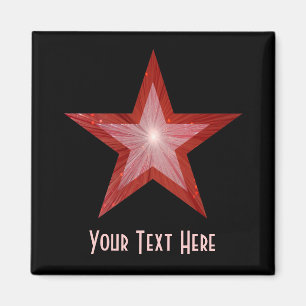 Red Star fridge 'Your Text' magnet square black