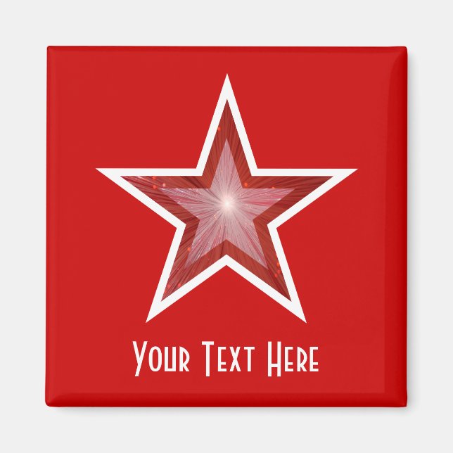 Red Star fridge 'Your Text' magnet square red (Front)