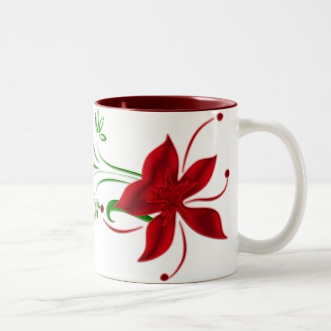 Red Star Gazer Lily Mug (Right)