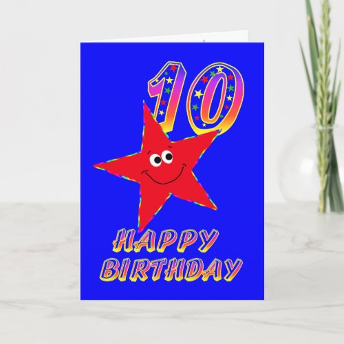 Red Star Happy 10th Birthday Card