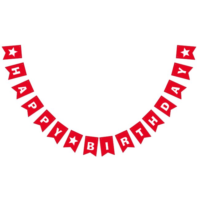 Red Star Happy Birthday Bunting Flags (All)