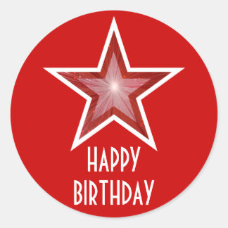 Red Star 'Happy Birthday' round sticker red