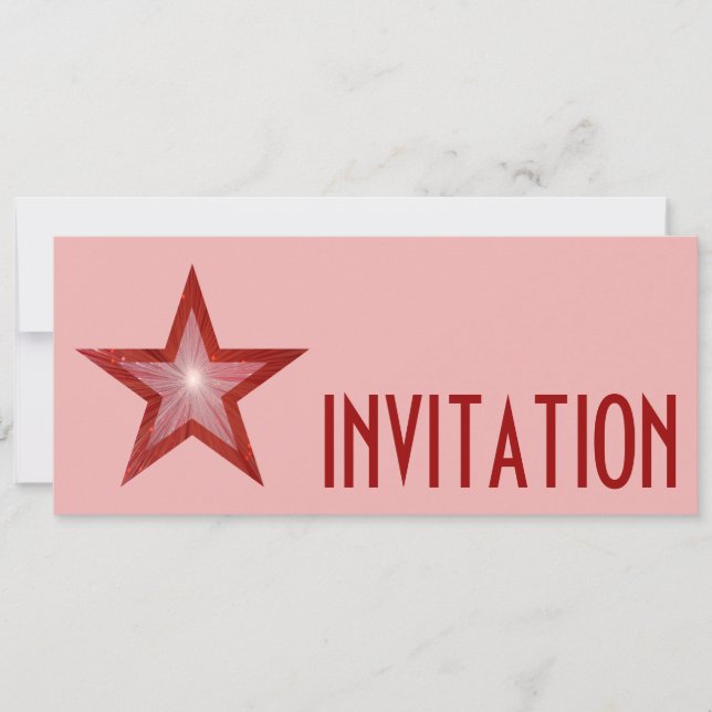 Red Star 'INVITATION' pink long Invitation (Front)