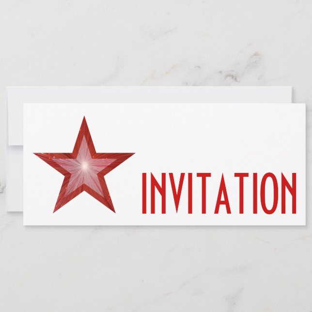 Red Star 'INVITATION' white long Invitation (Front)