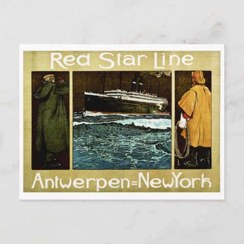 Red Star Line Antwerpen to New York Postcard