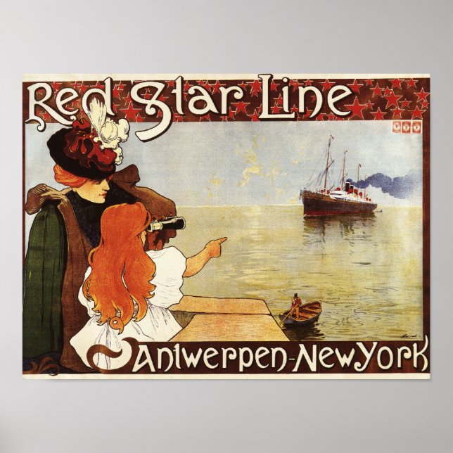 Red Star Line Cruises to New York Promo Poster (Front)