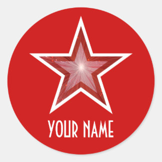 Red Star 'Name' round sticker red