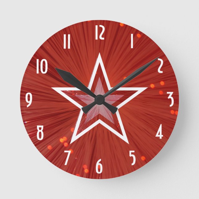 Red Star 'Numbers' clock round (Front)