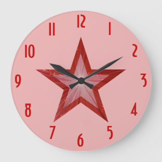 Red Star 'numbers' clock round pink