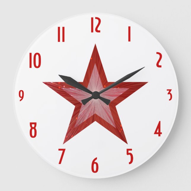 Red Star 'numbers' clock round white (Front)