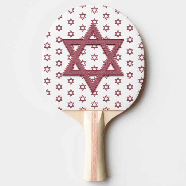 Red Star of David Seamless Ping Pong Paddle (Front)