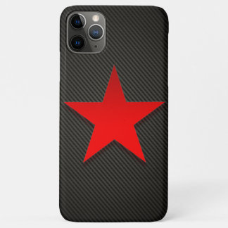 Red Star on Black Carbon Fiber iPhone 11 Pro Max Case