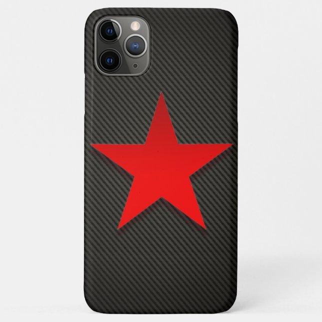Red Star on Black Carbon Fiber Case-Mate iPhone Case (Back)