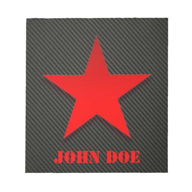 Red Star on Black Carbon Fiber Notepad (Front)