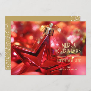 Red Star Ornament Business Thank You Christmas Holiday Card