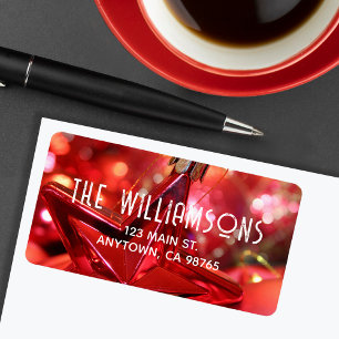 Red Star Ornament Christmas Address Label