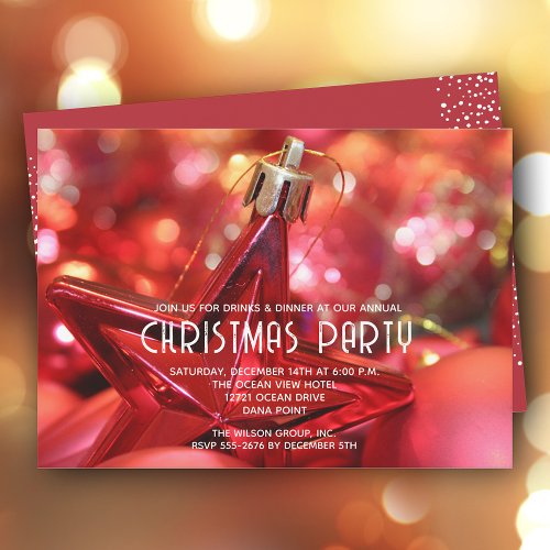 Red Star Ornament Christmas Party Invitation
