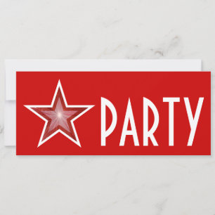 Red Star 'PARTY' invitation red long