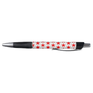 Red Star Pattern Black Pen