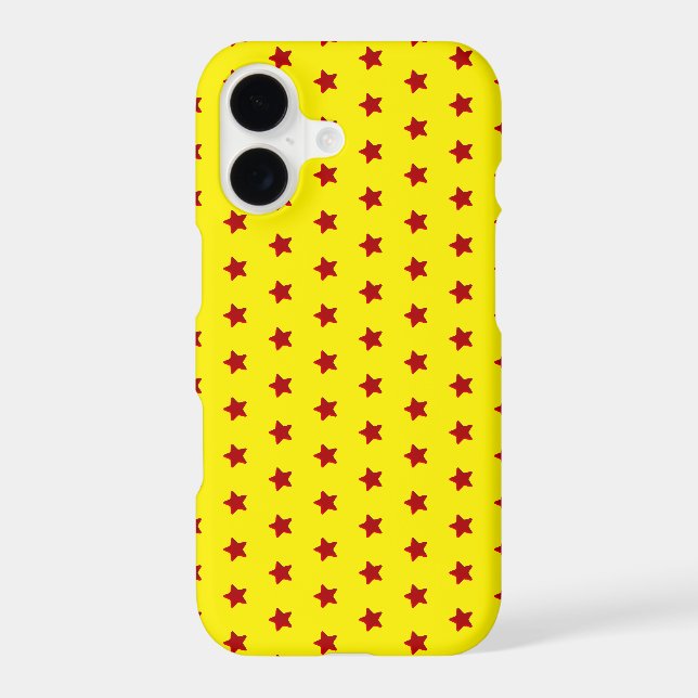 red star pattern on yellow iphone case (Back)