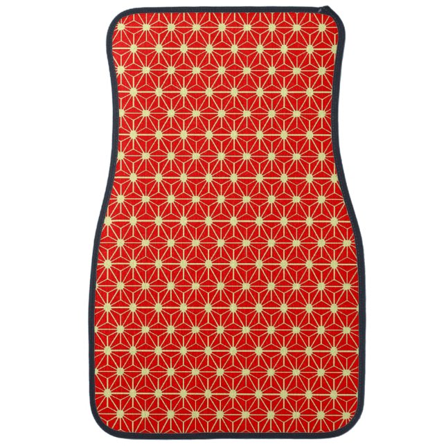 red star pattern with yellow line car mat (Front)