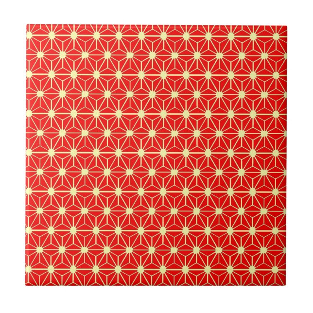 red star pattern with yellow line ceramic tile (Front)