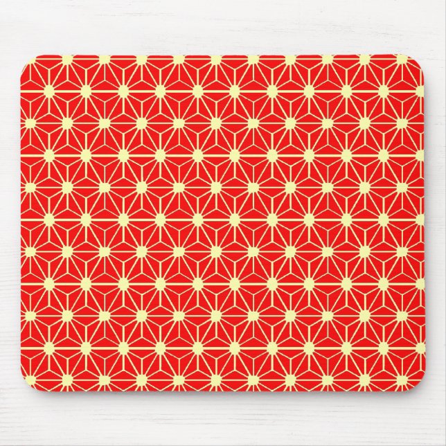 red star pattern with yellow line mouse pad (Front)