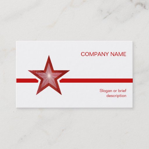 Customizable Red Star red line business card template white