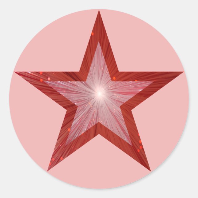 Red Star round sticker pink (Front)