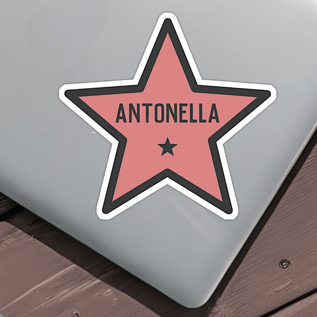 Red Star Shape Outline Simple Cool Custom Name  Sticker (Creator Uploaded)