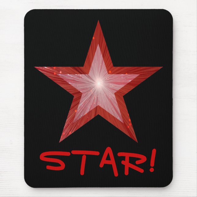Red Star 'STAR!' mousepad black (Front)