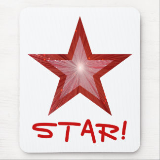 Red Star 'STAR!' mousepad white