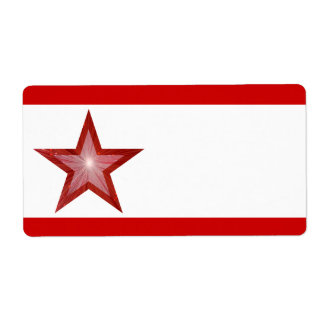 Red Star stripe label large white plain
