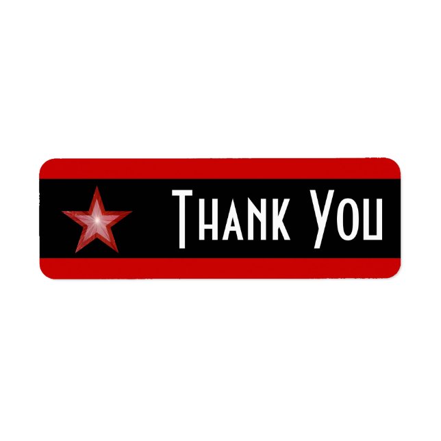 Red Star stripe 'Thank you' label small black (Front)