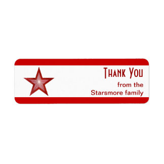 Red Star stripe 'Thank You' text small white Label