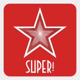 Red Star 'SUPER!' square sticker red