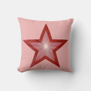 Red Star 'Text' throw pillow square pale pink