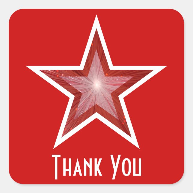 Red Star 'Thank You' square sticker red (Front)