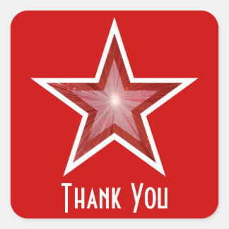 Red Star 'Thank You' square sticker red