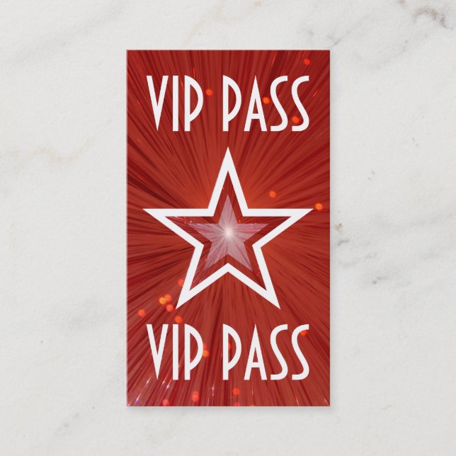 Red Star 'VIP PASS' business card red back (Front)