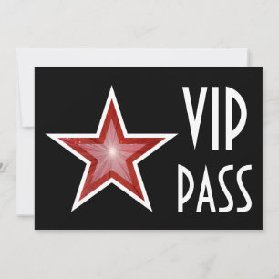 Red Star 'VIP PASS' invitation black horizontal