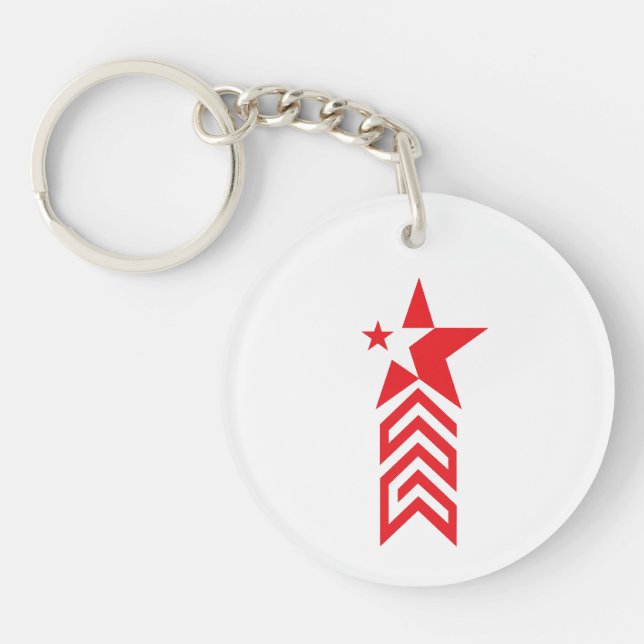 Red Star with Chevron Arrows Keychain (Front)