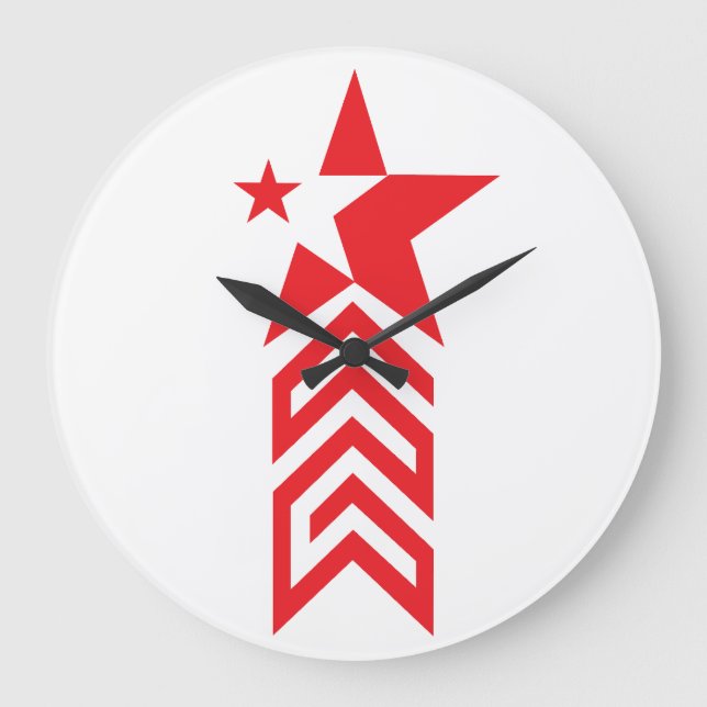 Red Star with Chevron Arrows Large Clock (Front)