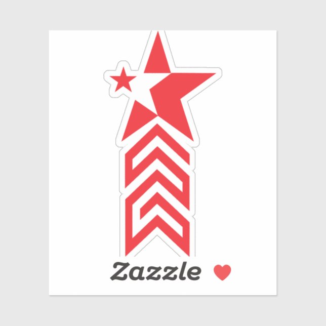 Red Star with Chevron Arrows Sticker (Sheet)