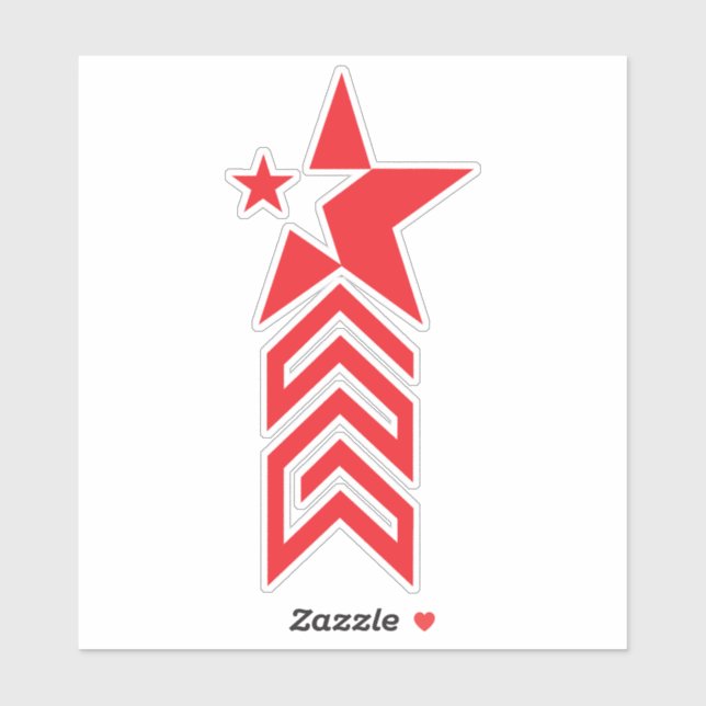 Red Star with Chevron Arrows Sticker (Sheet)