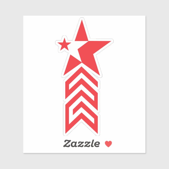 Red Star with Chevron Arrows Sticker (Sheet)