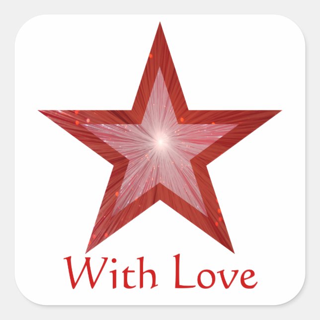Red Star 'With Love'' square sticker white (Front)