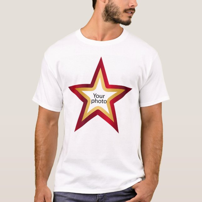 Red star with your photo T-Shirt (Front)